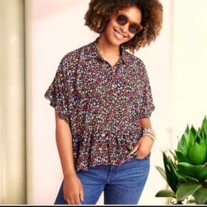 MAEVE BY ANTHROPOLOGIE MALLORY RUFFLED BLOUSE//SIZE SMALL